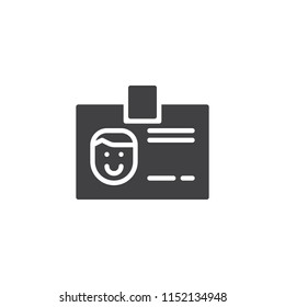 Id card with photo vector icon. filled flat sign for mobile concept and web design. Personal Identification card simple solid icon. Symbol, logo illustration. Pixel perfect vector graphics