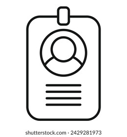 Vector de contorno de icono de planificador de tarjeta de identificación. Escanear código de verificación. Oscuro solitario