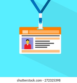 Id Card Profile Data Photo Flat Vector Illustration