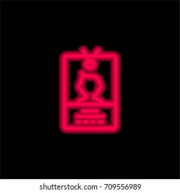 Id card red glowing neon ui ux icon. Glowing sign logo vector