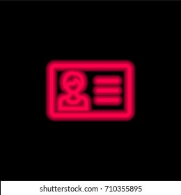 Id card red glowing neon ui ux icon. Glowing sign logo vector