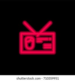 Id card red glowing neon ui ux icon. Glowing sign logo vector