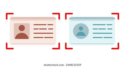 Id card scan verification design. Identity proof scanner data icon