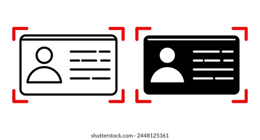 Id card scan verification design. Identity proof scanner data icon