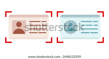 Id card scan verification design. Identity proof scanner data icon