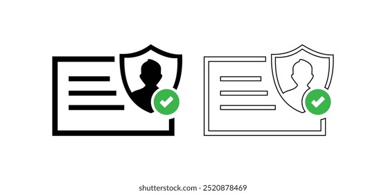 Vetor de ícone de verificação de digitalização de cartão de identidade como gráfico técnico de segurança de verificação de kyc, dados do scanner de prova de identidade ou informações pessoais, verificação legal do documento do cliente do usuário, imagem de autenticação do perfil da conta