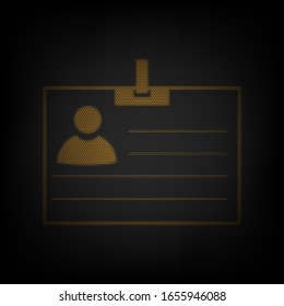 Id card sign. Icon as grid of small orange light bulb in darkness. Illustration.