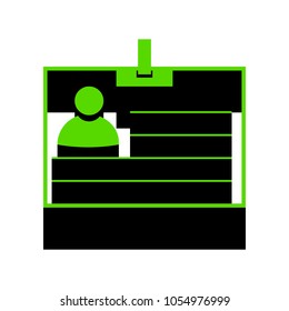 Id card sign. Vector. Green 3d icon with black side on white background. Isolated.