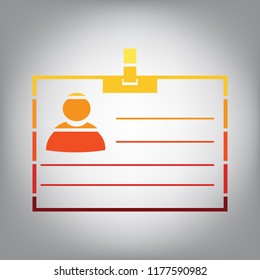 Id card sign. Vector. Horizontally sliced icon with colors from sunny gradient in gray background.