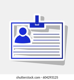 Id card sign. Vector. New year bluish icon with outside stroke and gray shadow on light gray background.