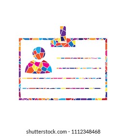 Id card sign. Vector. Stained glass icon on white background. Colorful polygons. Isolated.