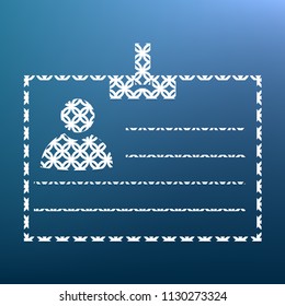 Id card sign. Vector. White textured icon at lapis lazuli gradient background.