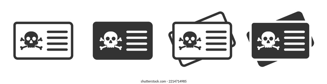 Id card with skull and crossbones icon. Vector illustration.