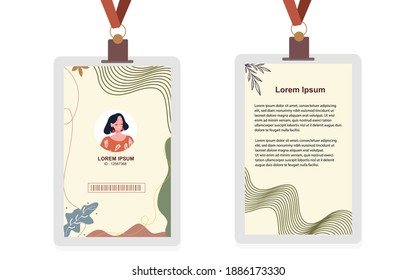 id card spring season floral theme leaf plant template banner print with flat cartoon style vector design illustration