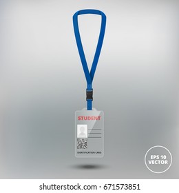 id card student with lanyard transparent. vector illustration