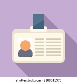 Id card tag icon flat vector. Photo access. Pass template