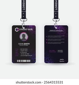  ID Card Template.  Abstract modern halftone background design with Red, Blue, White and Black
