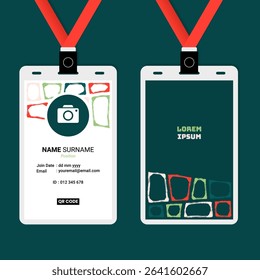 ID Card Template with Abstract Sketch Line Bold Block Composition