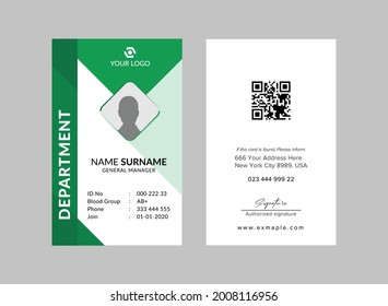 ID Card Template with an author photo place  Office Id Card Layout Employee Id Card for Business or Company
