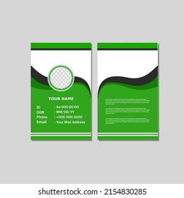 Diseño de plantilla de tarjeta de identificación con color verde.