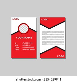 Diseño de plantilla de tarjeta de identificación en rojo y negro.