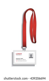 Id card template with lanyard and user profile picture - male silhouette avatar icon