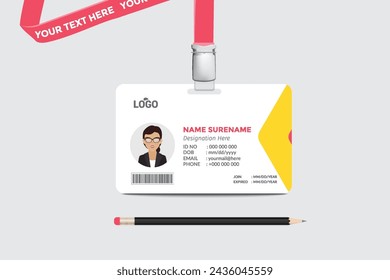 ID card template. Medical identity badge