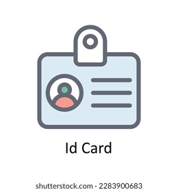 Iconos de contorno de relleno del vector de la tarjeta de identificación. Material gráfico simple