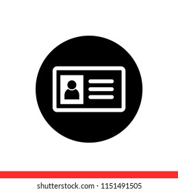 Id card vector icon, access symbol. Simple, flat design for web or mobile app