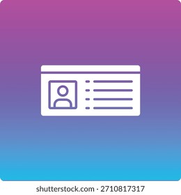 Icono de Vector de tarjeta de identificación. Se puede utilizar para aplicaciones de impresión, móviles y de Web.