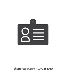 Id card vector icon. filled flat sign for mobile concept and web design. User badge simple solid icon. Symbol, logo illustration. Pixel perfect vector graphics
