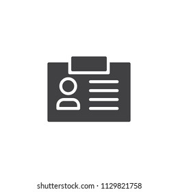 Id card vector icon. filled flat sign for mobile concept and web design. identity card simple solid icon. Symbol, logo illustration. Pixel perfect vector graphics