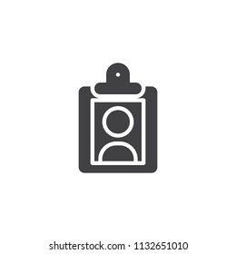 Id card vector icon. filled flat sign for mobile concept and web design. Vertical Identification card simple solid icon. Symbol, logo illustration. Pixel perfect vector graphics