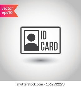 ID card vector icon. Identification card flat sign. EPS 10 ID card pictogram sign design. Member card symbol. VIP person icon