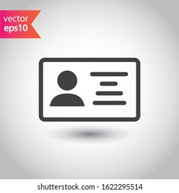 ID card vector icon. Identification card flat sign. EPS 10 ID card pictogram sign design. Member card symbol. VIP person icon