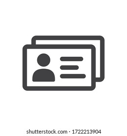 ID card vector icon. Identification card flat sign design. EPS 10 ID card pictogram sign. Member card symbol pictogram. VIP person icon