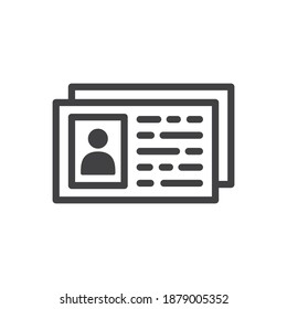 Icono vectorial de tarjeta de identificación. Diseño de señas planas de tarjeta de identificación. Signo del pictograma de la tarjeta de identificación EPS 10. Pictograma de símbolo de tarjeta de miembro. icono de persona VIP