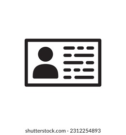 ID card vector icon. Identification card flat sign design. ID card symbol pictogram sign. Member card symbol. VIP person icon. UX UI icon