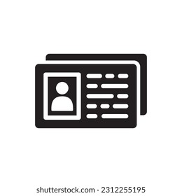 ID card vector icon. Identification card flat sign design. ID card symbol pictogram sign. Member card symbol. VIP person icon. UX UI icon