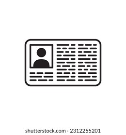 ID card vector icon. Identification card flat sign design. ID card symbol pictogram sign. Member card symbol. VIP person icon. UX UI icon
