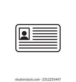 ID-Karte, Vektorsymbol. Design der Identifizierungskarte mit Flachzeichen. Piktogramm-Zeichen für die ID-Karte. Mitgliedskartensymbol. VIP-Personensymbol. UX-UI-Symbol