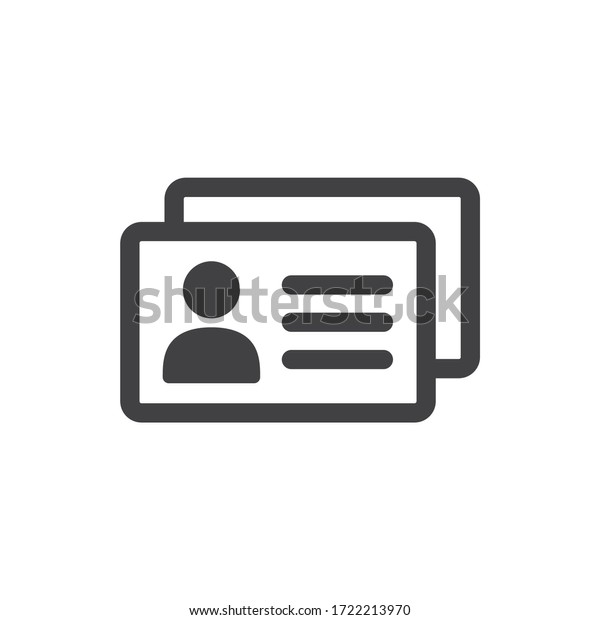 「IDカードのベクター画像アイコン。IDカードのフラットサインデザイン。EPS10 IDカードの絵文字記号。メンバーカードの記号の絵文字 ...