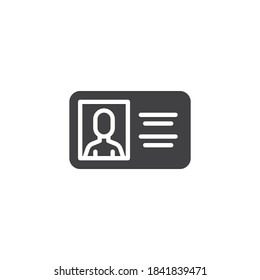Id card vector icon. Identity badge filled flat sign for mobile concept and web design. Employee Identification card glyph icon. Symbol, logo illustration. Vector graphics