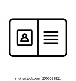 id card vector icon line template