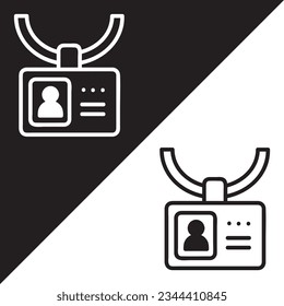 ID card Vector Icon, Lineal style, isolated on Black and white Background.
