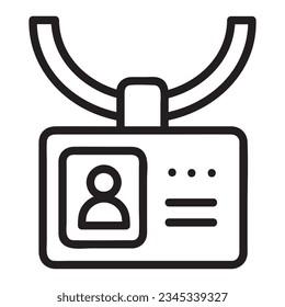 ID card Vector Icon, Lineal style, isolated on Black and white Background.