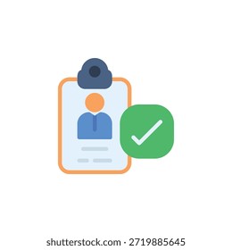 Icono del Vector de la tarjeta de la identificación. estilo plano del icono de la oficina y del negocio. uso perfecto para el logotipo, la presentación, el Sitio web, y más. estilo moderno simple del color del diseño del icono