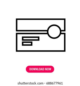 ID card vector icon, The outlined symbol of identification card with round picture place. Simple, modern flat vector illustration for mobile app, website or desktop app  