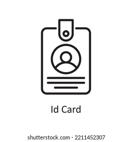 Ilustración de diseño del icono de contorno del vector de la tarjeta de identificación. Símbolo de banca y pago en fondo blanco EPS 10 Archivo