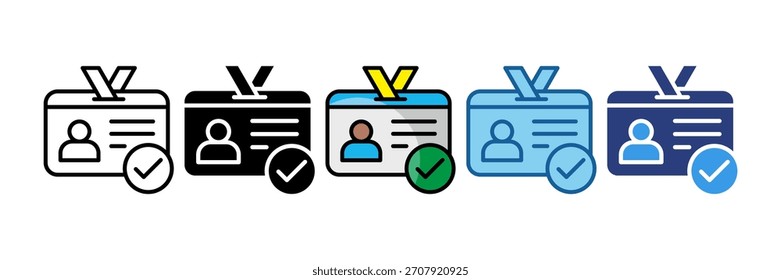 Conjunto De Ícones Verificado Do Cartão De Identificação Coleção De Vários Estilos